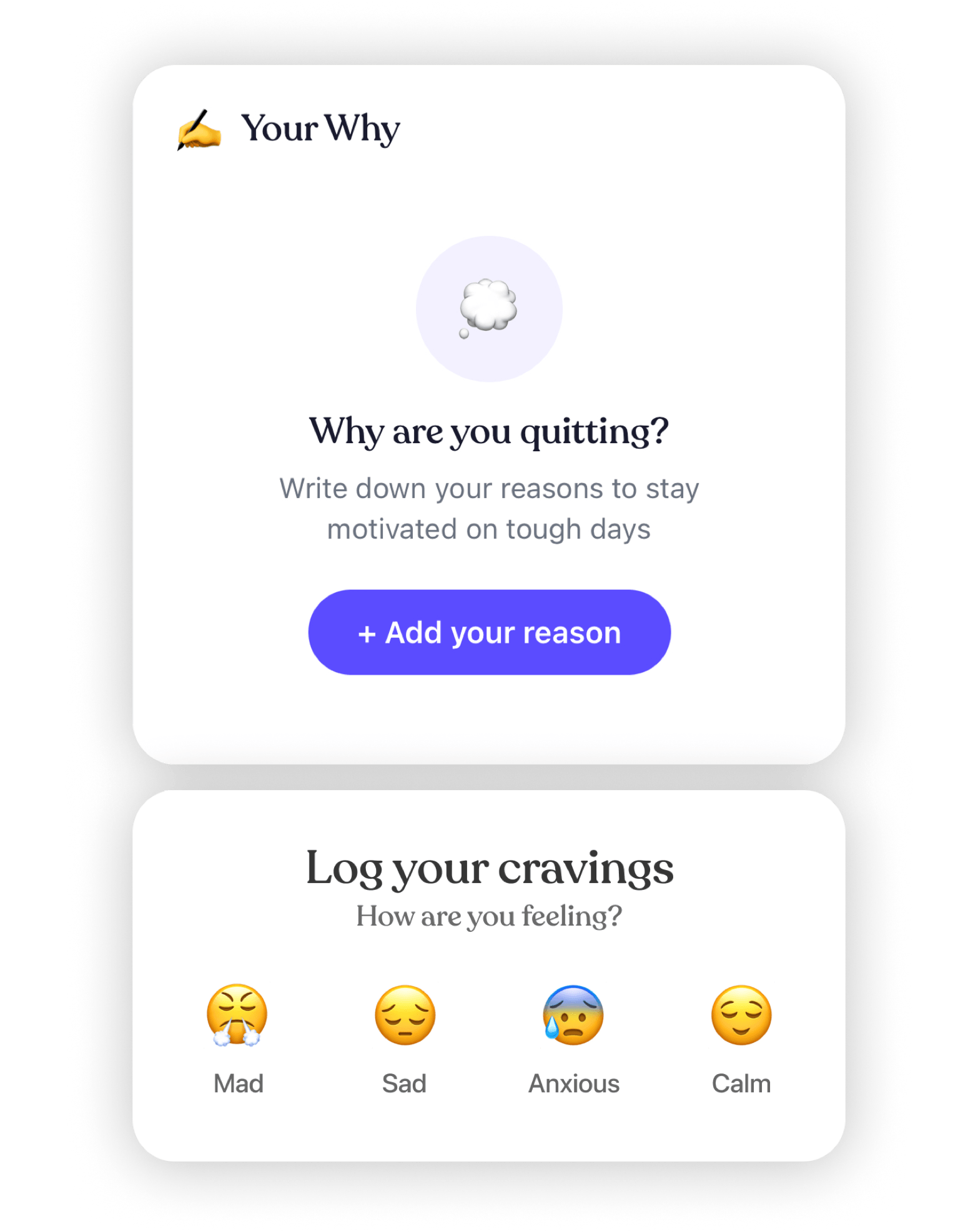 LastHit craving journal and trigger tracking for quitting vaping